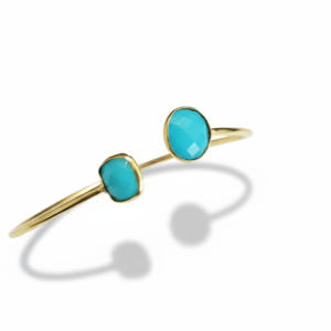 Turquoise Duo Artisanal Gold Open Cuff