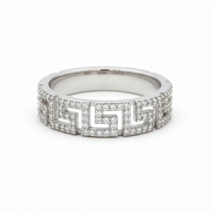Diamond Grecian Key Pavé Statement Band