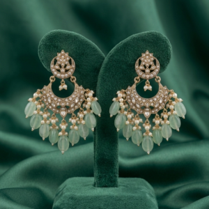 Heritage Mint Green Chandbali Earrings