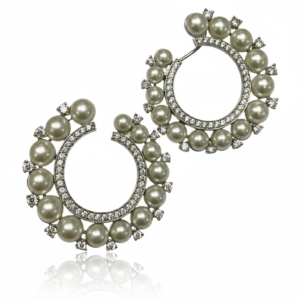 Pearl Halo C-Hoop Earrings