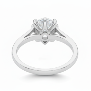 Brilliant-Cut Solitaire Ring in Polished Silver Finish