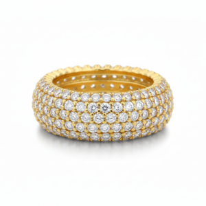 Opulent Five-Row Diamond Pavé Dome Eternity Band