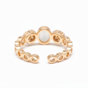 Vintage-Inspired Moonstone & Diamond Cluster Open Band