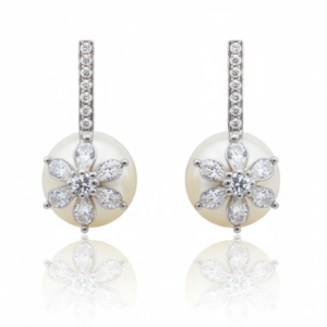 Elegant Floral Pearl Drop Earrings