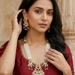 Ruby & Emerald Meenakari Pearl Raani Haar Set