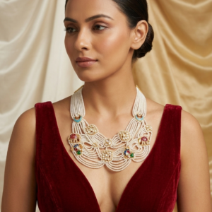 Royal Meenakari Multi-Strand Pearl Haar