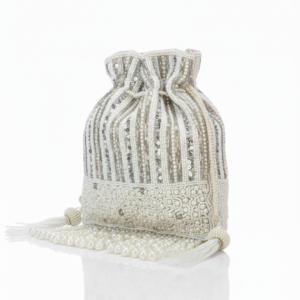 Ivory Pearl & Silver Sequin Gala Potli