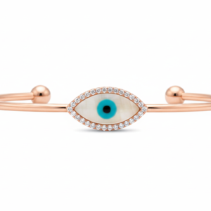 Mother-of-Pearl Evil Eye Charm Bangle