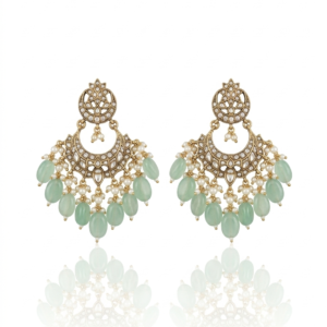 Heritage Mint Green Chandbali Earrings