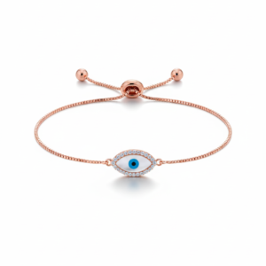 Marquise Pavé Evil Eye Rose Gold Bolo Bracelet