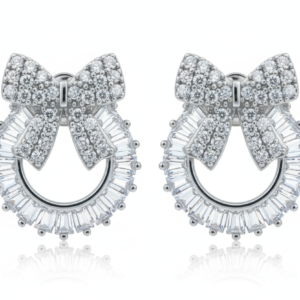 Sparkling Bow & Baguette Wreath Stud Earrings