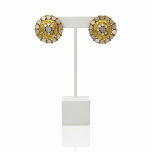 Vintage Gold-Plated Kundan Stud Earrings