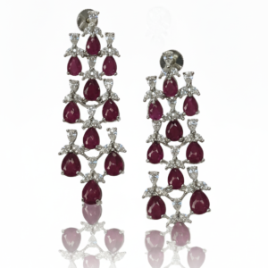 Royal Ruby & Diamond Cascading Chandelier Earrings