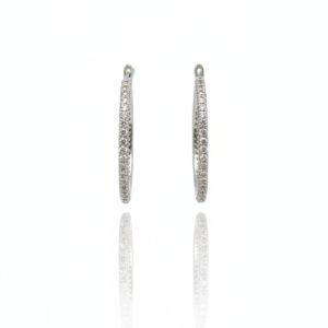 Dazzling Silver Diamond-Encrusted Hoop Earrings