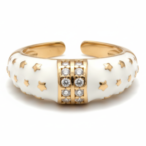 Celestial Enamel & Diamond Starburst Dome Ring
