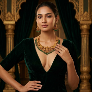 Divine Lakshmi & Peacock Antique Gold Temple Set