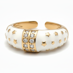Celestial Enamel & Diamond Starburst Dome Ring