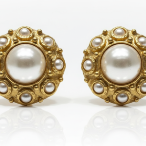 Vintage-Inspired Baroque Pearl & Gold Halo Studs