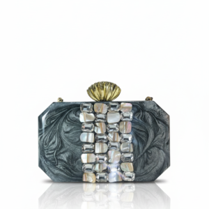 Midnight Marble Mother-of-Pearl Box Clutch