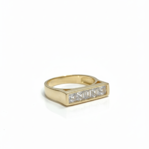 Modern Gold-Finish Geometric Channel-Set Ring