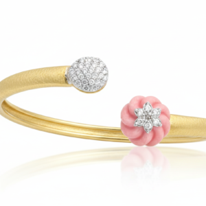 Blush Rose & Diamond Sphere Open Bangle