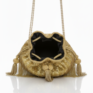 Golden Empress Sequin Beaded Potli Bag