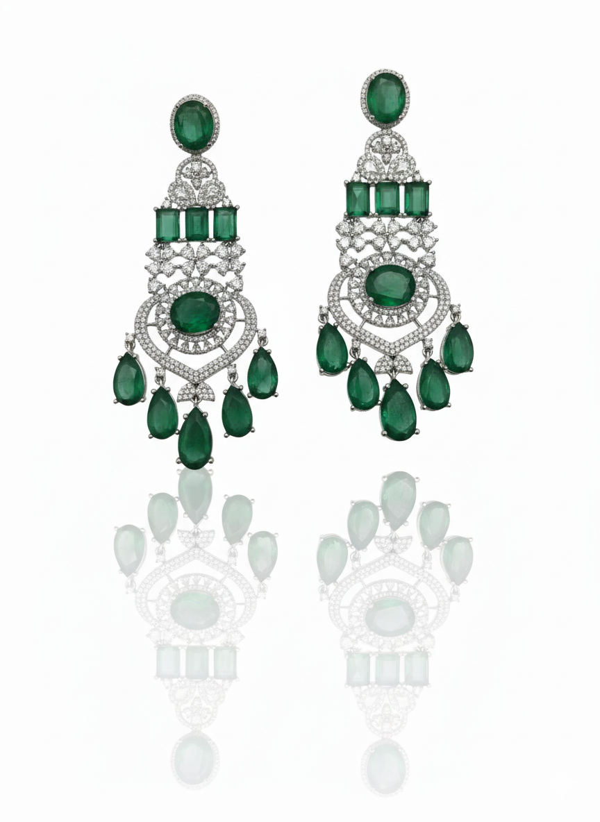 Emerald & Diamond Heirloom Chandelier Earrings
