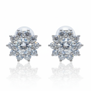 Radiant Sunburst Floral Halo Stud Earrings