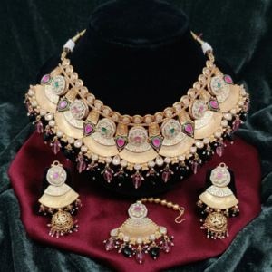 Antique Gold Floral Temple Necklace Set