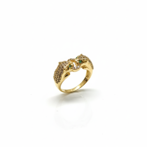 Exotic Dual-Leopard Gold-Finish Statement Ring