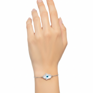 Mother-of-Pearl Hamsa Pavé Rose Gold Bolo Bracelet