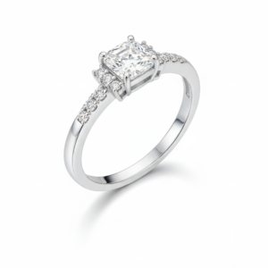 Classic Radiant-Cut Diamond Engagement Ring with Pavé Shoulders