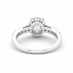 Vintage-Style Round Brilliant Halo Engagement Ring with Milgrain Detail