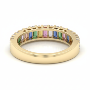 Luminous Rainbow Gemstone & Diamond Pavé Channel Band