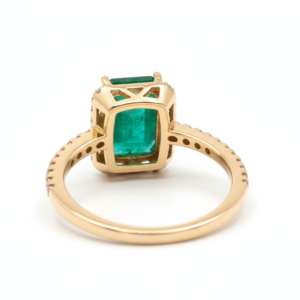 Classic Emerald-Cut Emerald Halo Engagement Ring