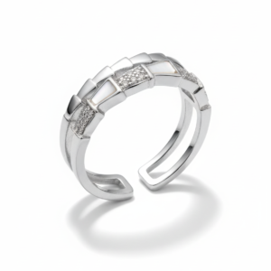 Contemporary Hammered Gold & Diamond Inset Band