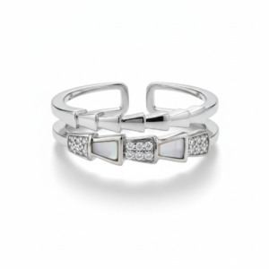 Contemporary Hammered Gold & Diamond Inset Band