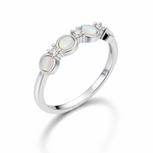 Iridescent Moonstone & Diamond Accent Stacker