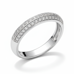 Classic Double-Row Pavé Diamond Wedding Band