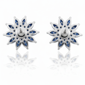 Sapphire Blue Marquise Sunflower Stud Earrings
