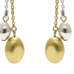 Elegant Dual-Tone Matte & Glossy Drop Earrings in 18K Gold and Silver Finish
