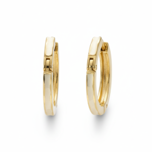 Huggie Hoop Earrings with Cream Enamel Inlay