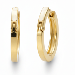 Huggie Hoop Earrings with Cream Enamel Inlay