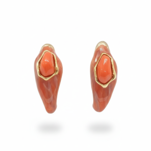 Organic Sculpted Terracotta & Gold Inlay Studs