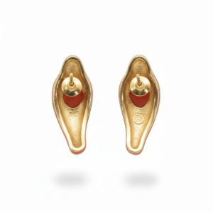 Organic Sculpted Terracotta & Gold Inlay Studs
