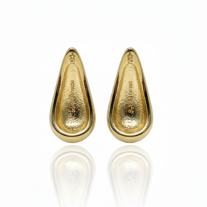 Polished Gold Teardrop Studs with Pavé Diamond Accent