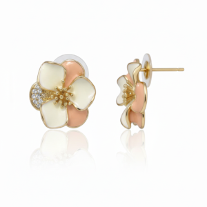 Blossom & Dewdrop Enamel Floral Studs