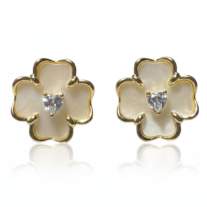 Floral Amethyst & Diamond Pave Statement Studs