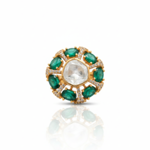 Polki & Oval Emerald Statement Ring