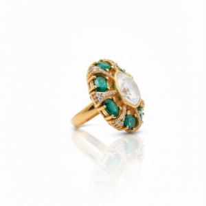 Polki & Oval Emerald Statement Ring